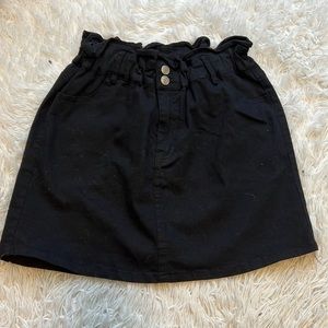 Boutique Black Paper Bag Denim Skirt
